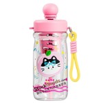 1000ml Pink Cartoon Animal Infuser Straw Cup, Portable Plastic Water Bottle With Tea Separation